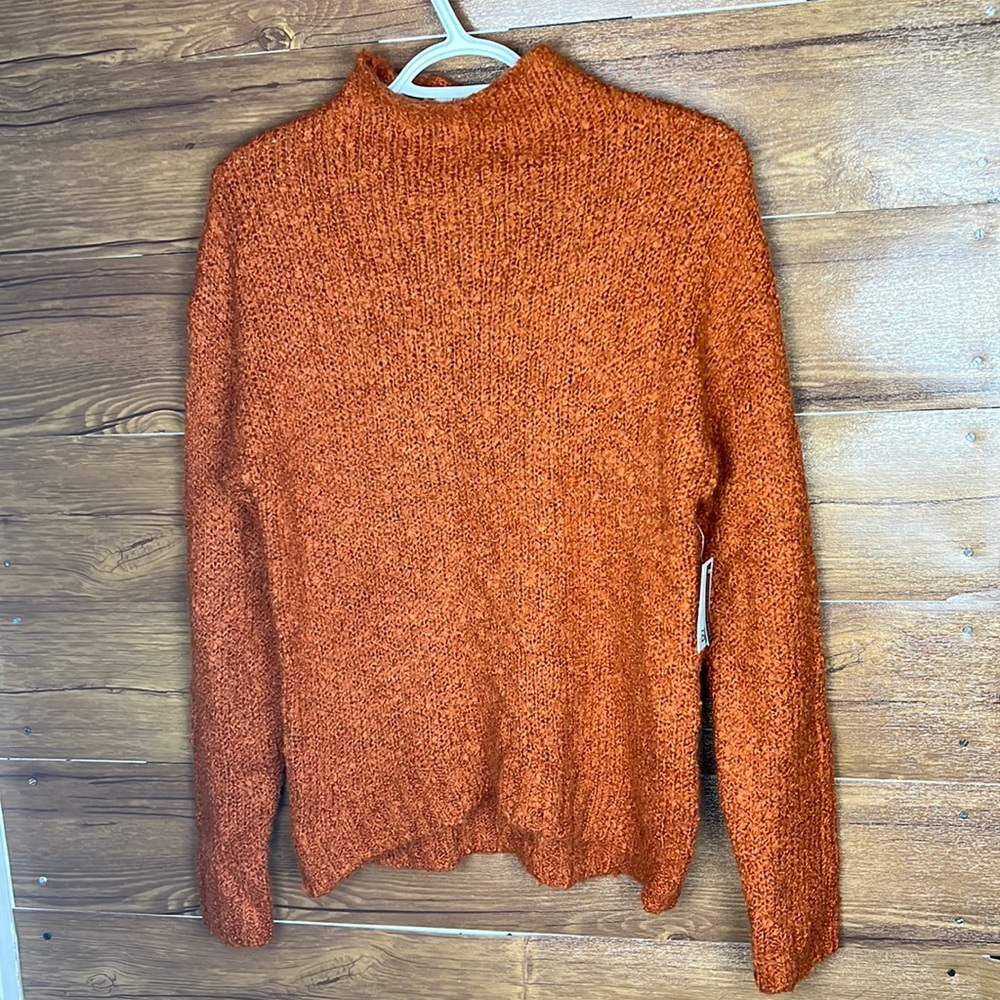 BP Funnel Neck Boucle Sweater Rust Orange new with tags